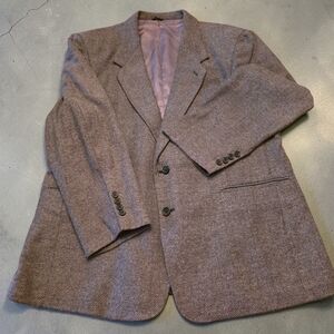 Vintage 1970s Sears The Men's Store Olive Grey Herringbone Blazer Sz 50B.
